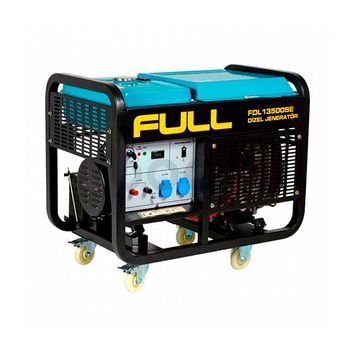 Генератор дизельний FULL FDL13500SE, 1-фазний 230V, 50Hz, 13.75kVA/11kW, бак 25 л, витрата 3,5 л/год, пуск: ручний/стартер (без АКБ), 910х578х668 мм, 190 кг 37597 фото