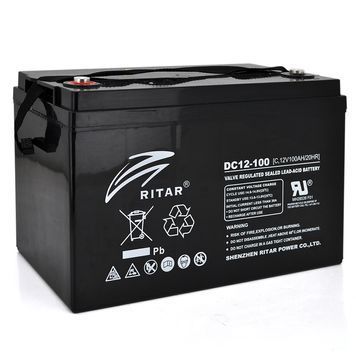 Акумуляторна батарея CARBON RITAR DC12-100C, Black Case, 12V 100.0Ah, 2000-5000 циклів, до 15 років термін служби (355*250*260), 29 kg Q1 14544 фото