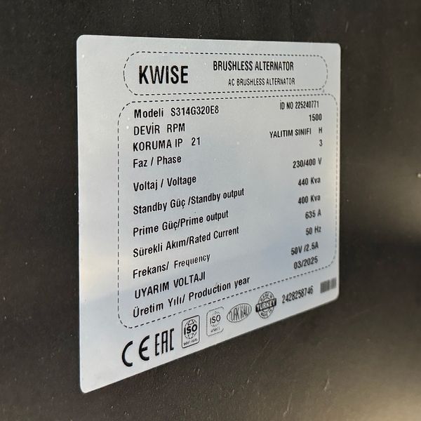Дизельний генератор OYAL OYB-440 BAUDOUIN 6M16G450-5 440KVA/360KW, Альтернатор OYL315G, витрата 75% навантаження - 63,5 літрів/год, 230/400 В, 50 Гц (AVR+ATS), 4000x1500x2200 мм, 3690 кг, 630 л 37318 фото