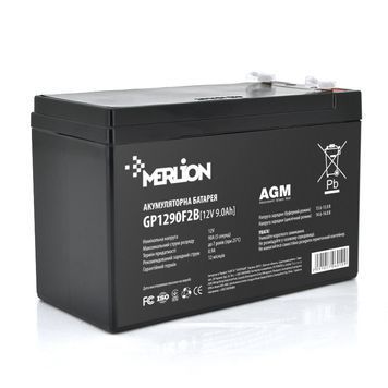 Акумуляторна батарея MERLION AGM GP1290F2B 12 V 9 Ah (150 x 65 x 95 (100)) Black Q10/480 6010 фото