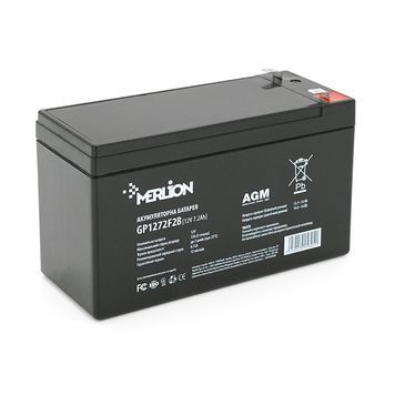 Акумуляторна батарея MERLION AGM GP1272F2B 12 V 7,2 Ah ( 150 x 65 x 95 (100) ) Black Q10 15305 фото