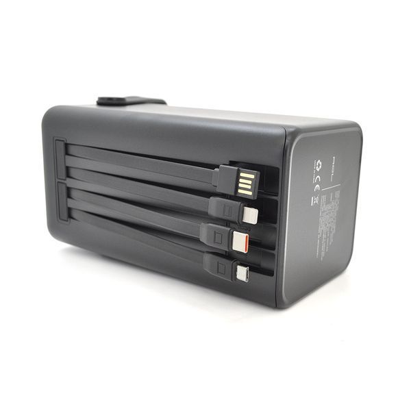 Powerbank ACL PW-152 80000mAh, 22.5W, 2xUSB, 4 кабелі (USB/Micro/Type-C/Lighting), Ліхтар, 1.4кг, Black, Box 45947 фото