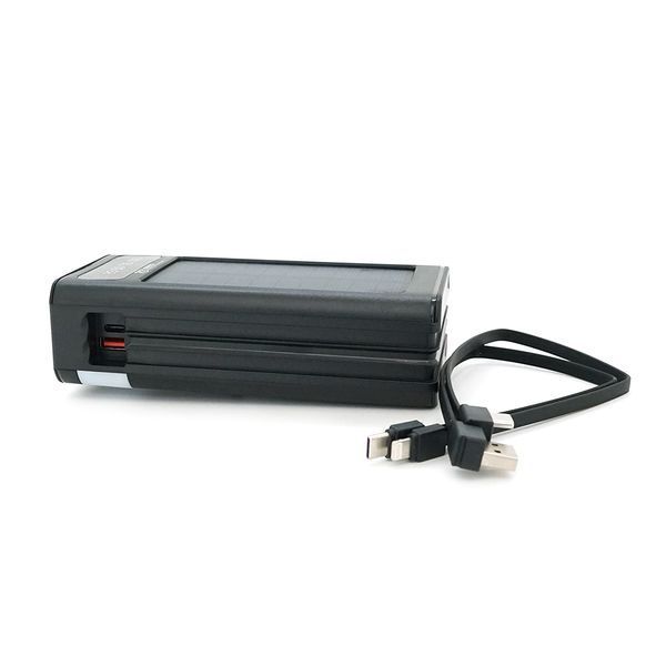 Powerbank 7GO GPW-09 30000mAh, Solar, 22.5W, Li-pol, LCD Display, Вхід:Type-C, Виходи: 2xUSB Type-C, 4xUSB Type-A, кабелю T-C/Ligh, 0,70, Black, Box 45945 фото