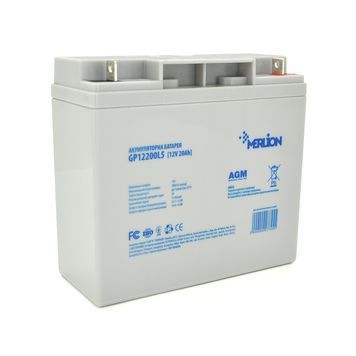 Акумуляторна батарея MERLION AGM GP12200L5 12 V 20 Ah ( 181 x 76 x 166 (168) ), 5,4 kg, Grey, Q4/192 27745 фото