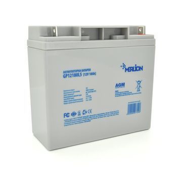 Акумуляторна батарея MERLION AGM GP12180L5 12 V 18 Ah ( 180 x 78 x 165 (168)), 4.65 kg, Grey, Q4/192 27744 фото