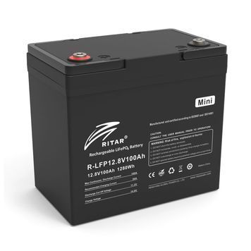 Акумуляторна батарея Ritar LiFePO4 12,8V 100Ah mini, 1280Wh BMS50@4S (229 х 138 х 210 мм), 9.9kg 38096 фото