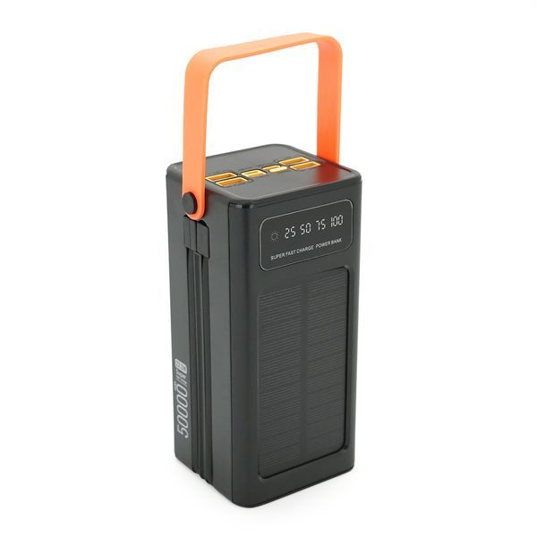 Powerbank ACL PW-125 50000mAh, 22.5W, 4xUSB+USB-C, 2 кабелі (/Type-C/Lighting), Ліхтар, 1.08кг, Black, Box 48050 фото