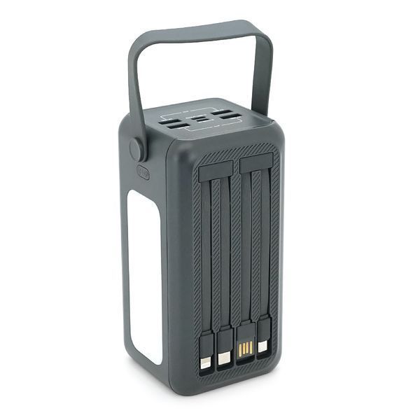 Powerbank ACL PW-131 50000mAh, 22.5W, 4xUSB, 4 кабелі (USB/Micro/Type-C/Lighting), Ліхтар, 1.08кг, Black, Box 48048 фото