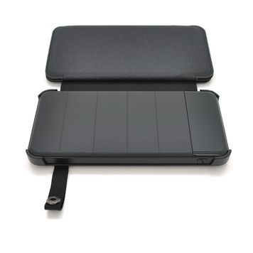 Power bank 12000 mAh Solar, Input:5V/1A(microUSB), Output:5V/2,1А(2хUSB), rubberized case, Black, BOX 26931 фото