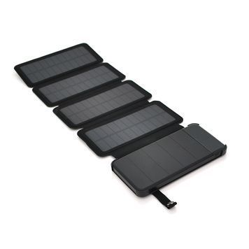Power bank 12000 mAh Solar, (5V / 200mA), 2xUSB, 5V / 1A / 2.1A, USB  microUSB, ударо захищений прогумований корпус, Black, Corton BOX 25107 фото