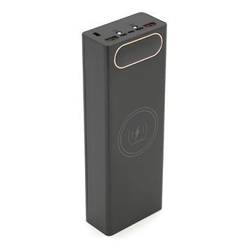 Power bank Voltronic L20 під 20х18650, Wireless charging, Digital display, Output: 22.5+15W, USB+USB-C, PVC, ліхтар, Black, BOX 48364 фото