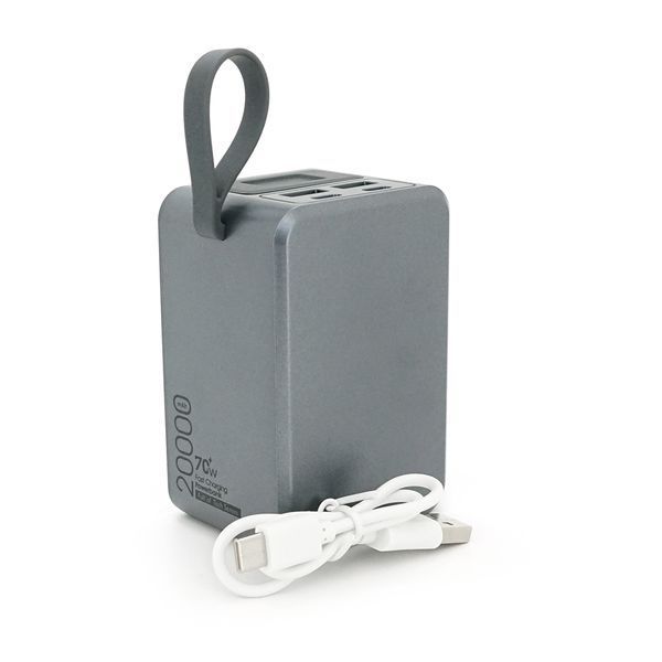 PowerBank FULLTECH FP33 20000mAh, 70W, Input: (Type-C), Output: (USB, 2*Type-C), індикація заряду, 0,430kg, Gray, Box 46151 фото
