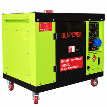 Генератор дизельний GENPOWER GDG 12000EC, 1-фазний 230V, 50Hz, макс. 12kVA/ном. 10kVA, бак 30 л, пуск: електростартер 12V/AVR (без АКБ), 1100х680х860 мм, 210 кг 48753 фото