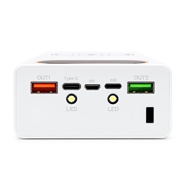 Power bank Voltronic L16 під 16х18650, Wireless charging, Digital display, Output: 22.5+15W, USB+USB-C, PVC, ліхтар, White, BOX 48362 фото