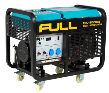 Генератор дизельний FULL FDL16500SE, 1-фазний 230V, 50Hz, 16.25kVA/12kW, бак 50 л, витрата 4 л/год, пуск: стартер (без АКБ), 925х590х800 мм, 195 кг 38339 фото