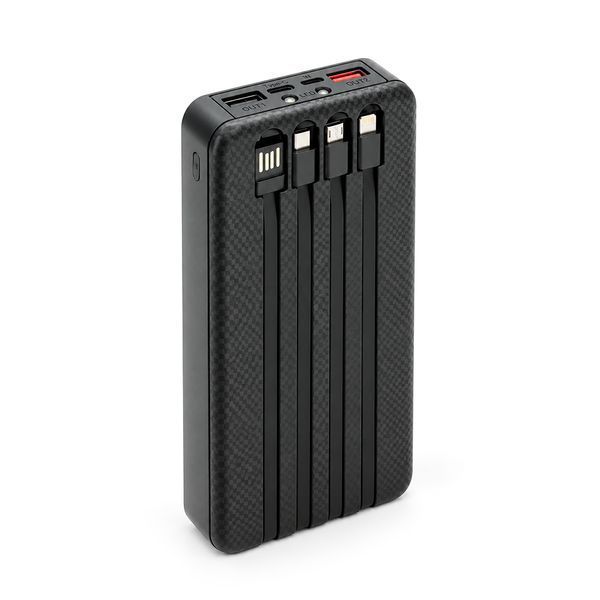 Power bank Voltronic ET6 під 6х18650, Digital display, Output: 22.5W, 4 кабелі (USB, Micro-USB, Type-C, Lightning), PVC, ліхтар, Black, BOX 48358 фото