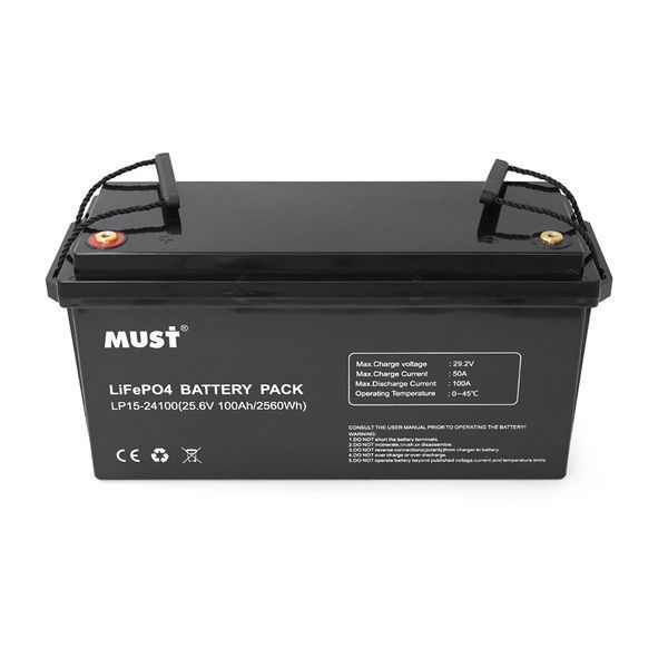 Акумуляторна батарея Must LiFePO4 LP15-24100 25.6V 100Ah, 2,56kWh, BMS50A@4S, 6000 cycles, 522x240x218, 23kg 32866 фото